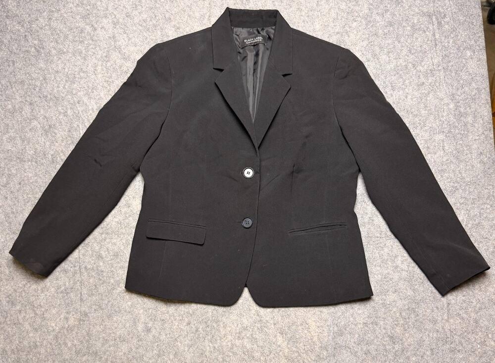 Black Label by Evan-Picone Women's Black Size 12 Button Blazer, Lined
